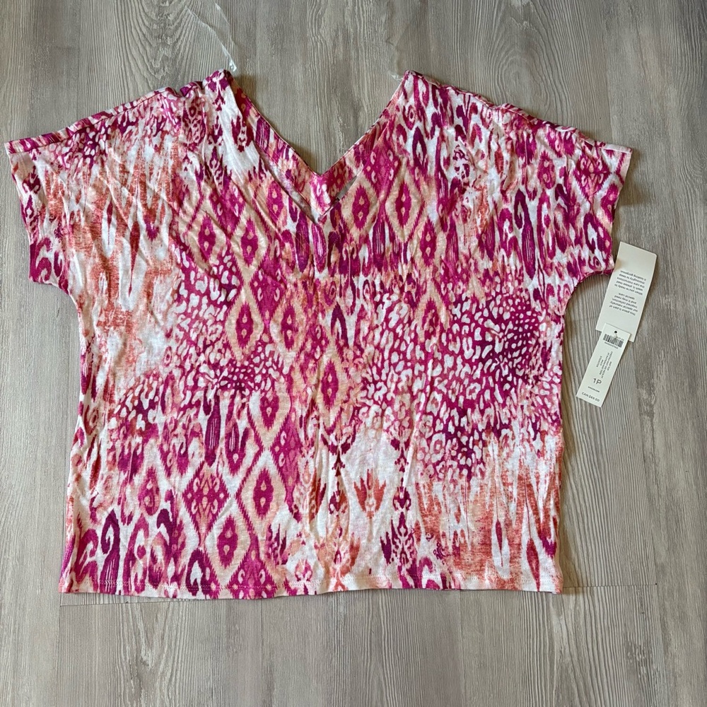 Chico's Cheetah & Ikat Print V-Neck Tee Multi